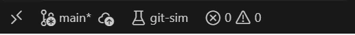 VS Code's status bar with the git-sim button