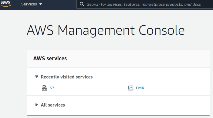 AWS EMR Management Console