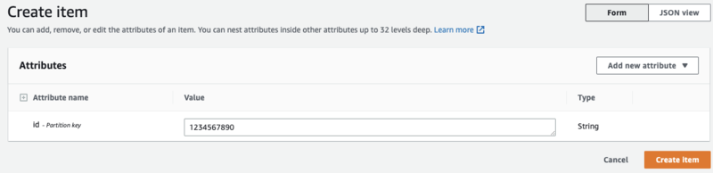 AWS Lambda create item