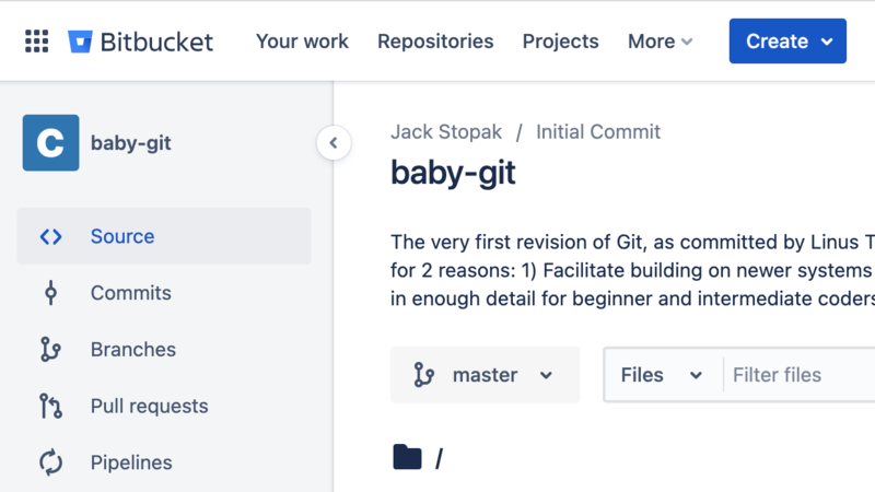 Image of the Git's initial commit