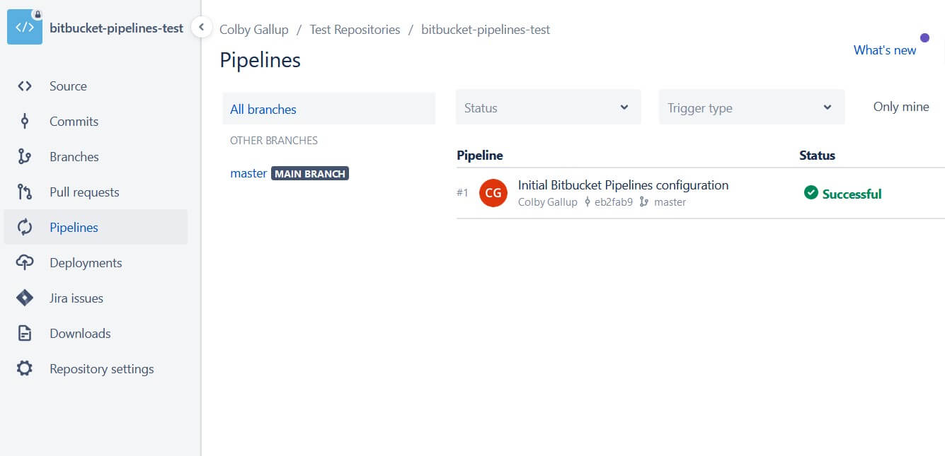Successfully completed Bitbucket Pipeline