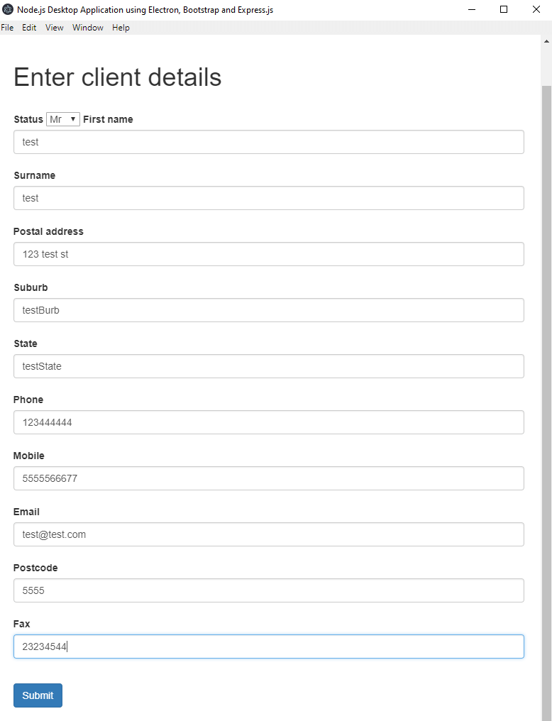 Node.js form