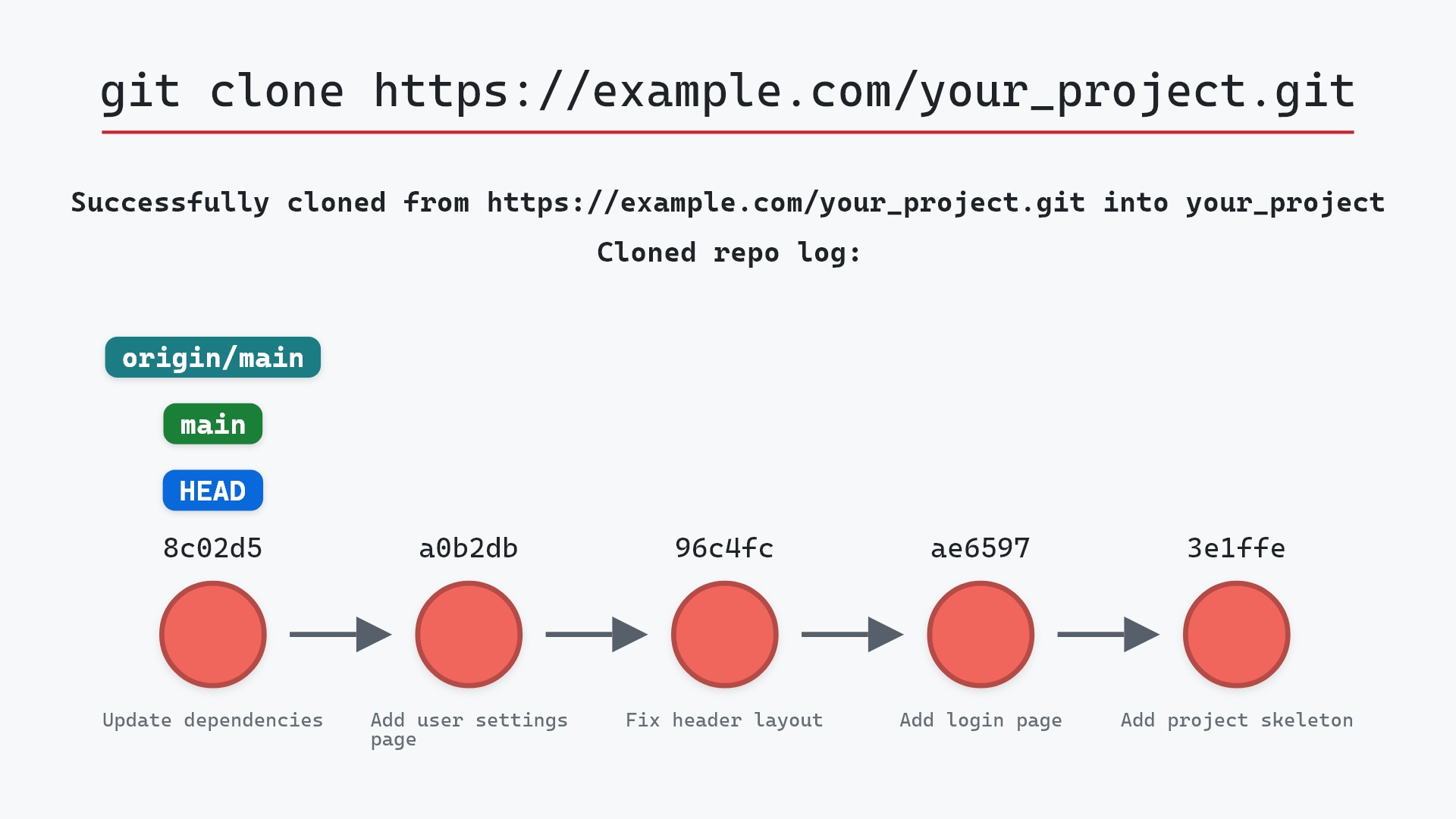 Image of git clone: a full copy, history and all