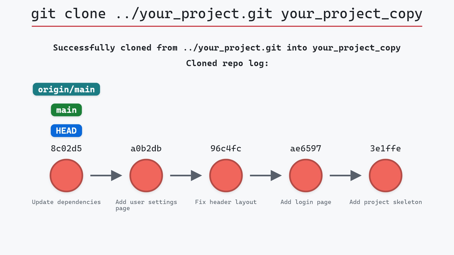 Image of git clone: a full copy, history and all