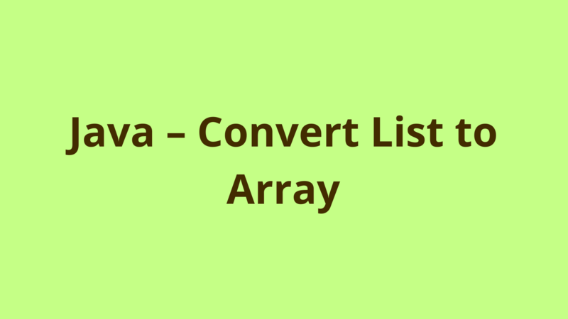 Java Convert List To Array