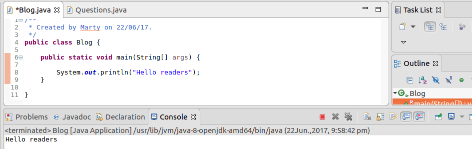 Java program output