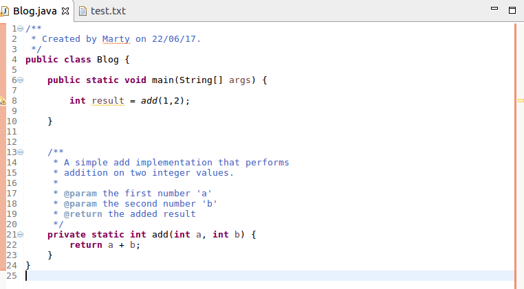 Javadoc example