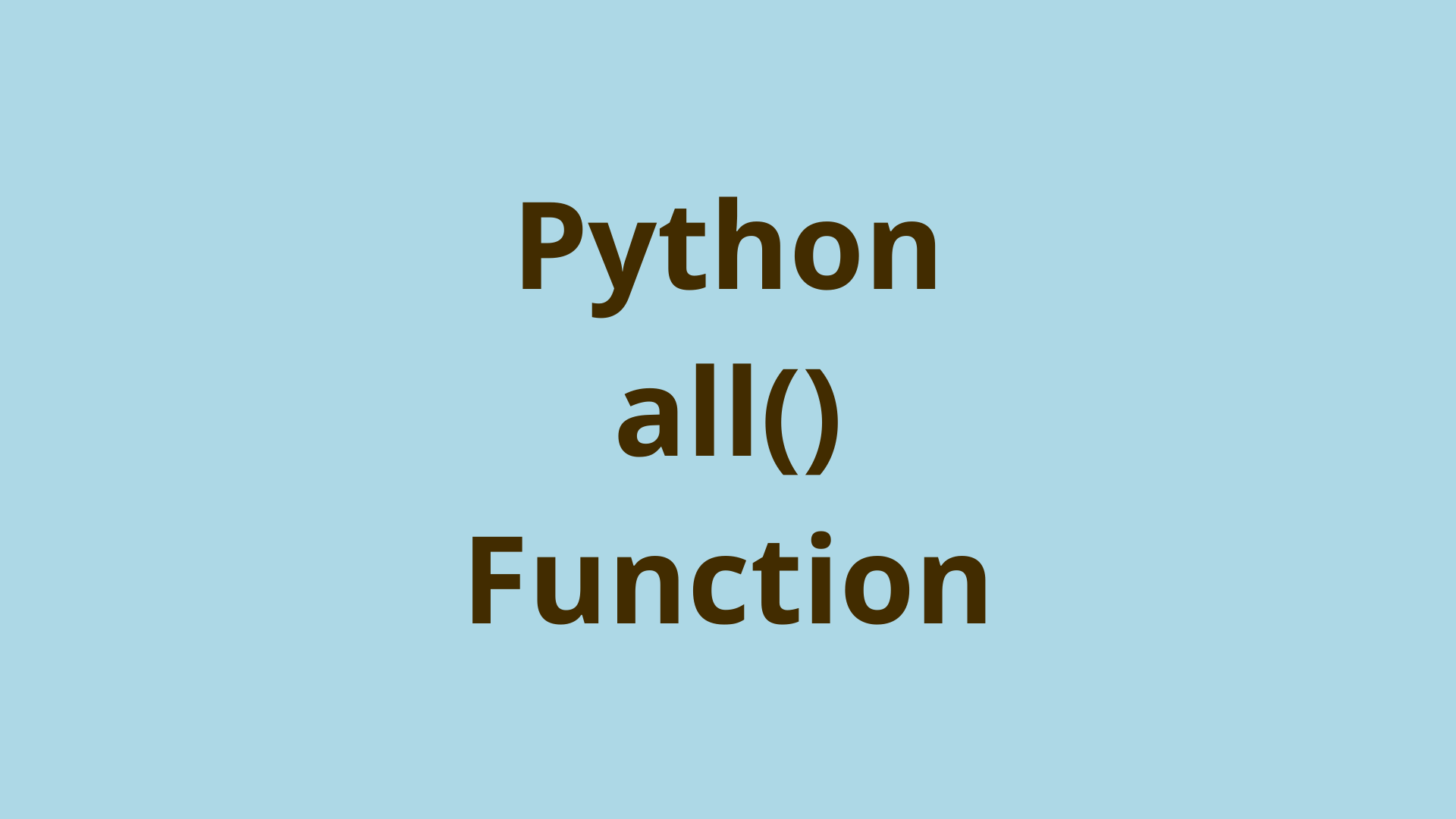 Image of Python all() Function