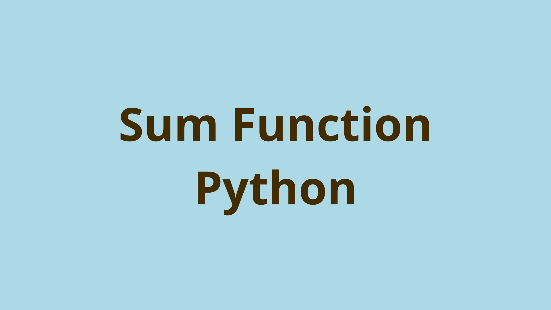 Image of Sum Function Python